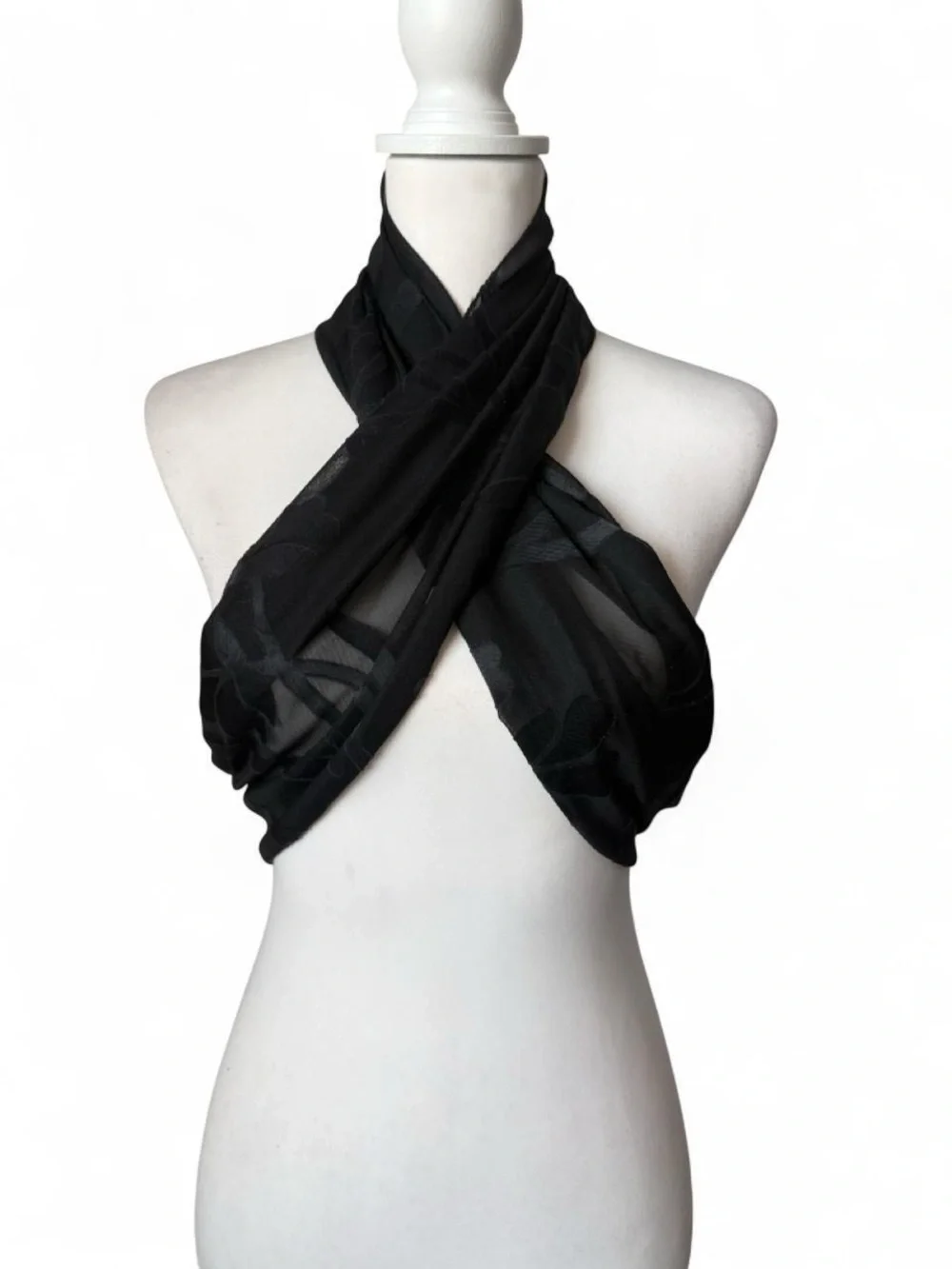 Black Beaded Shawl Scarf